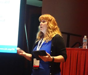 Dr. Murphy discusses firefighter and EMT mental health issues at FRI. (photo/Rick Markley)