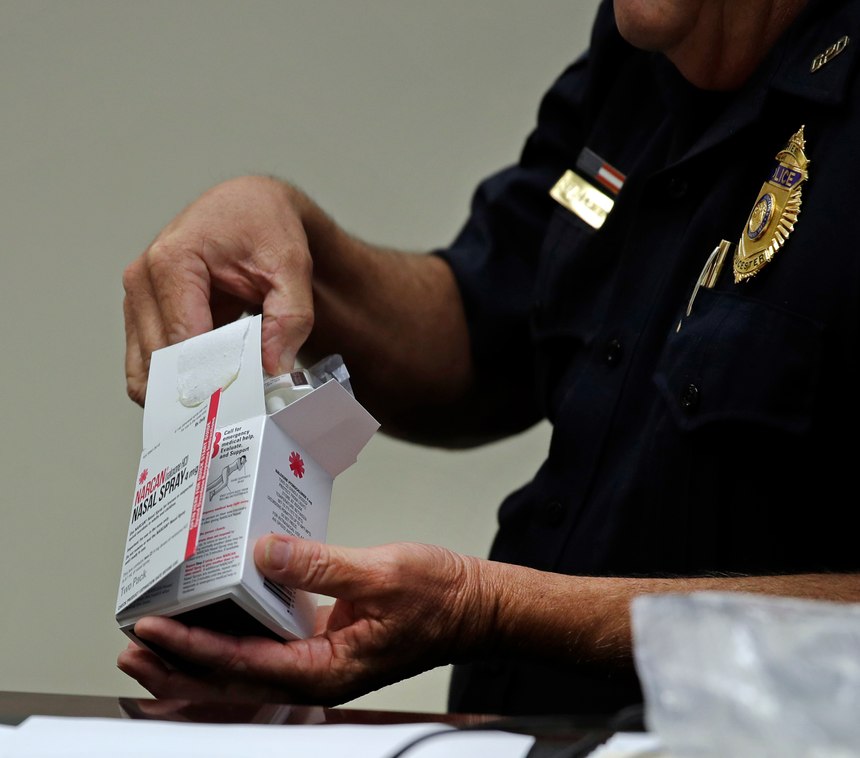 In many areas, law enforcement officers carry naloxone on patrol, often packaged in a nasal spray that can be administered by an officer with minimal training.