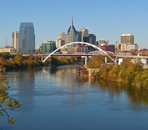 This image shows the skyline in Nashville, Tennessee.