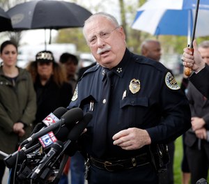 In this April 23, 2018 file photo, Metropolitan Nashville Police Chief Steve Anderson speaks at a news conference in Nashville, Tenn. (AP Photo/Mark Humphrey, File)