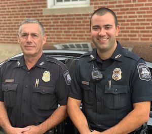 Officers Charles Vorderis (left) and Michael Falite were awarded letters of commendation September 15, 2020 for helping a stranded family.