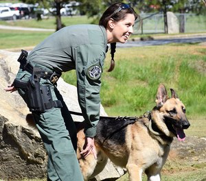 Deputy Nicole Geiman and Ace, Barrow County (Ga.) Sheriff's Office SWAT/K-9 special operations unit, at a community demonstration. (Photo/Barrow County