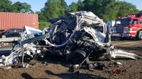 Cop thrown 30 feet through windshield in 'horrific' crash with dump truck