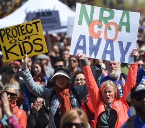 In this March 24, 2018, file photo, crowds of people participate in the March for Our Lives rally in support of gun control in San Francisco.