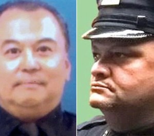 Auxiliary Sgt. Angel Leon, left, and Auxiliary Officer Ramon Roman died this weekend of coronavirus complications, according to the department.