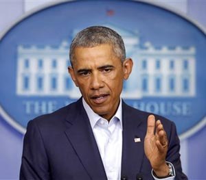 President Barack Obama speaks in the James Brady Press Briefing Room of the White House in Washington, Monday, Aug. 18, 2014. (AP Image)