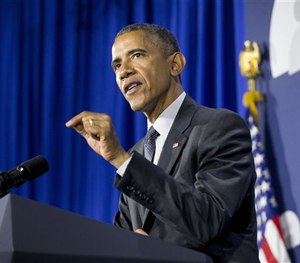President Barack Obama gestures as he speaks at Lehman College in the Bronx borough of New York, Monday, May 4, 2015. (AP Image)
