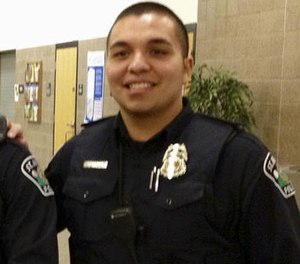 This Jan. 8, 2013, file photo provided by Christian Dobratz shows St. Anthony police officer Jeronimo Yanez outside the city council chambers in St. Anthony, Minn. (Christian Dobratz via AP, File)