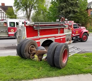 The pumper, Chief Farrell said, is the third truck used in city calls and the truck most often used in mutual aid standby calls. (Photo/ Ogdensburg Professional Firefighters Local 1799)