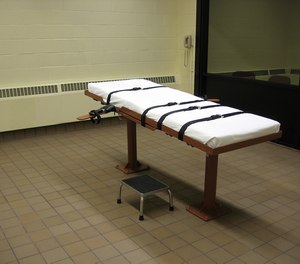 This November 30, 2009 photo shows the witness room facing the execution chamber of the 