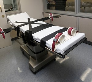 This Oct. 9, 2014, file photo shows the gurney in the the execution chamber at the Oklahoma State Penitentiary in McAlester, Okla. (Photo/AP)