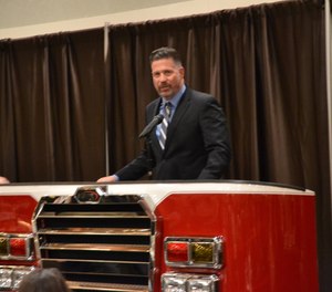 State Sen. Mike Regan speaks at the Pennsylvania Fire & Emergency Services Institute's Annual Banquet in November 2019. Regan is the sponsor of Senate Bill 908, which would expand a funding program for state fire and EMS departments. (Photo/Senator Mike Regan Twitter)