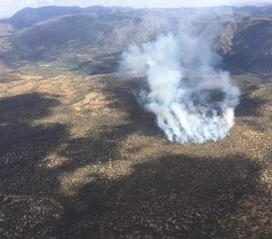 An aerial view of the Polles Fire in Arizona on July 4. Airwest Helicopters Pilot Bryan Boatman, 37, died in a helicopter crash while battling the blaze on Tuesday, July 7. (Photo/National Weather Service Western Region)