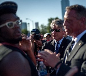 Protesters at a 2016 Trump rally.