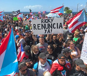 As a massive protest takes place in front of La Fortaleza on Wednesday July 17, 2019. (Pedro Portal/Miami Herald/TNS)