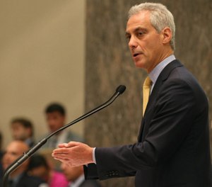 Mayor Rahm Emanuel presides over the Chicago City Council meeting on Oct. 5 in Chicago.