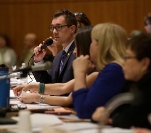 Left, Representative Gregg Schmedes, debates the proposed 'red flag' bill during the House Consumer & Public Affairs Committee on Tuesday, Feb. 11. (Photo/TNS)
