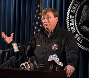 Mississippi Gov. Tate Reeves toured the the Mississippi State Penitentiary at Parchman in an effort to understand what led to an outburst of deadly violence in recent weeks. (Photo/AP)
