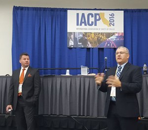 Lieutenant Christopher Clayton (left) and Chief Brandon Zuidema of the Garner (N.C.) Police Department delivered a compelling presentation on how smaller agencies can apply the principles of the President's Task Force on 21st Century Policing Report at IACP 2016.