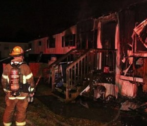 An overnight trailer fire sent all five family members to the hospital. (Photo/Virginia Beach Fire Dept.)