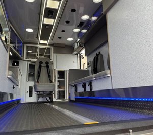A Type 1 Road Rescue UltraMedic ambulance is on display at FDIC courtesy of the Dagsboro (Delaware) Volunteer Fire Company. The ambulance is built on a Ford F-550 chassis.