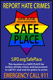 Businesses placing SJPD SAFE PLACE decals at their entrance.