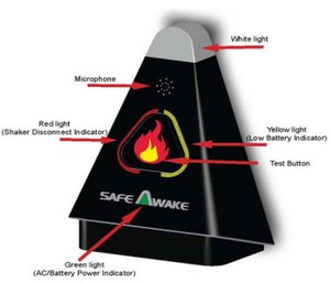 Safe Awake is activated by the T3 smoke detector that beeps three times, pauses and triggers a pulsating strobe light.