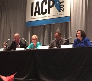 Pictured from left to right: Lake City Police Chief Chris Burbank, Elizabeth Gaynes, NATO Director Mark Lomax, and BJA Office of Justice Programs Director Denise O'Donnell.