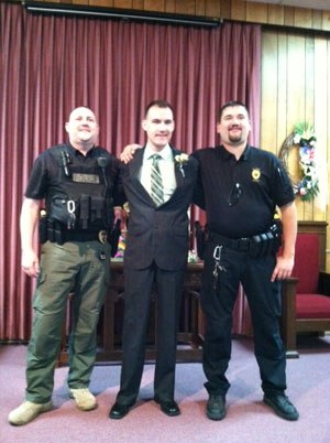 (From left to right) Sgt. Aaron Rudy, Chief Adam Sayler, and Officer Charles Brown. (Photo courtesy St. John Police)