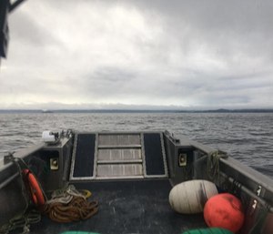 A Petersburg Volunteer Fire Department photo shows the forward deck of a boat on the search for a missing air ambulance.