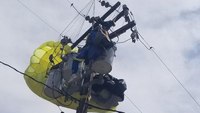 Calif. firefighters rescue skydiver who landed on power lines near transformer