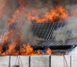 Roof and modules collapsing during UL FSRI testing.
