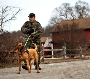 K-9 Sophy, a member of the Greensburg Bloodhound Team in Pennsylvania, provides tracking services in 2015.