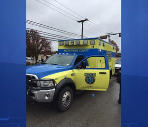 The recovered stolen ambulance.