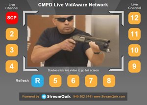 The VidAware interface has more than twelve channel options that users can toggle between to view live footage from any number of locations.