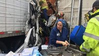 Surgical team performs leg amputation at multi-vehicle crash scene