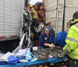 Two trauma surgeons, a nurse and an anesthesiologist were called to the scene to perform the amputation. (Photo/Kootenai Fire and Rescue)