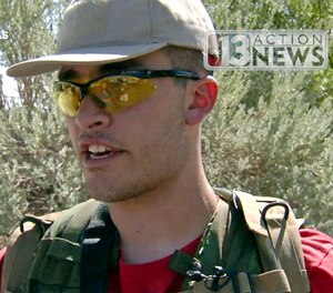 Conor Climo, shown in this Sept. 22, 2016 file photo from video from KTNV 13 Action News, has been indicted on a federal firearm charge. (KTNV 13 Action News via AP, File)