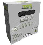 Each box of TAG Safe holds 30 pouches that include two large pre-moistened, Antistatic, non-abrasive wipes. Each box also holds 100 large allergen and latex free Nitrile gloves to use during clean ups.