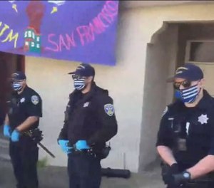 San Francisco police Chief Bill Scott has banned face masks adorned with the 
