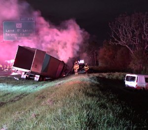 Pasco Fire Rescue posted photos on Twitter showing multiple heavily damaged cars alongside the stretch of highway. (Photo/Pasco Fire Rescue)