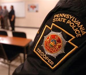A patch worn by Pennsylvania State Police Captain Tim Shannon on Saturday, Sept. 13, 2014 in Blooming Grove Township, Pa. (AP / The Scranton Times-Tribune, Butch Comegys Image)