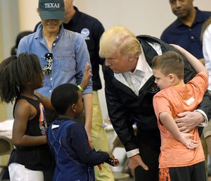 The trip, to Houston and Lake Charles, Louisiana, was Trump's second to survey Harvey's wake.
