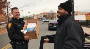 Bridgeport officers pulled over a driver to give him a Thanksgiving turkey.