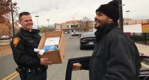 Bridgeport officers pulled over a driver to give him a Thanksgiving turkey.