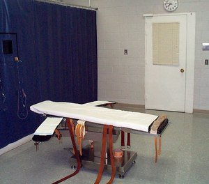 This undated file photo provided by the Virginia Department of Corrections shows the execution chamber at the Greensville Correctional Center in Jarratt, Va. (Virginia Department of Corrections via AP, File)