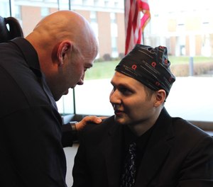 Adam Van Duzen of Morrow County (Ohio) EMS and Ohio State Trooper Jason Phillips share a moment.