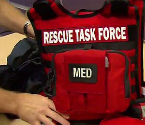 The ballistic kits, designed to protect the first responders against rounds from high-powered rifles, include bullet-proof vests with an added one-inch thick armor plate.