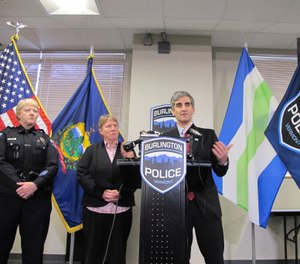 Burlington Mayor Miro Weinberger announces the resignation of Police Chief Brandon del Pozo days after it was revealed that del Pozo had used an anonymous Twitter account to heckle a city critic online. (Photo/AP/Lisa Rathke)