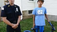 Officers surprise boy with new bike after his was stolen